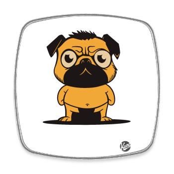 Carlin Chien Lutteur de Sumo - Magnet carré - blanc - Devant