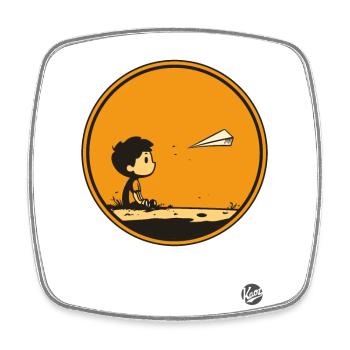 Le garçon et l’avion en papier - Magnet carré - blanc - Devant