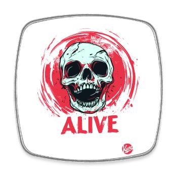 Lebendiger Totenkopf - Viereckiger Kühlschrankmagnet - Weiß - Vorne