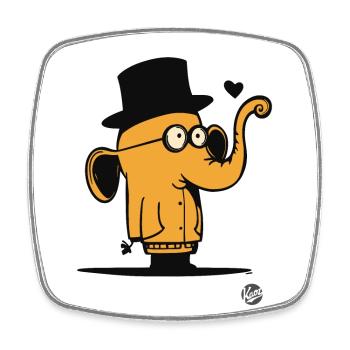 Niedlicher orangener Cartoon Elefant Design - Viereckiger Kühlschrankmagnet - Weiß - Vorne