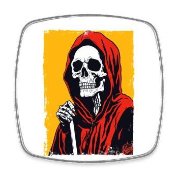 Calm and composed Grim Reaper design - Square fridge magnet - white - Front