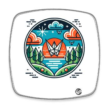 Monde de l’origami - Magnet carré - blanc - Devant