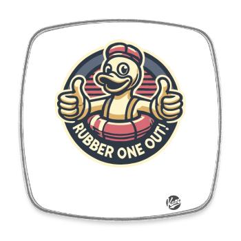Thumbs up, rub one out rubber duck - Square fridge magnet - white - Front