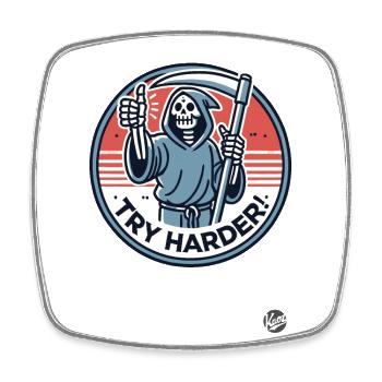 Thumbs up Grim Reaper: try harder - Square fridge magnet - white - Front