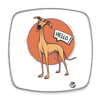 Naughty dog says hello - Square fridge magnet - white - Front