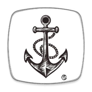 Segelschiff Anker - Viereckiger Kühlschrankmagnet - Weiß - Vorne