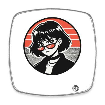 This girl means trouble - Square fridge magnet - white - Front