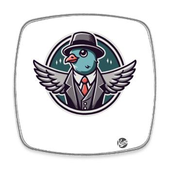 Gentleman vintage rétro avec colombe - Magnet carré - blanc - Devant