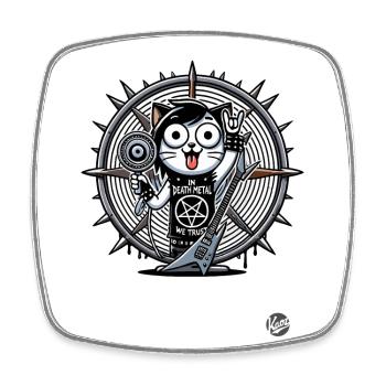Metal cat, we trust in Death Metal - Square fridge magnet - white - Front