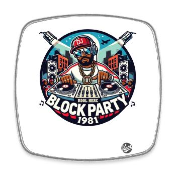 Hip-Hop DJ Block Party des années 1980 - Magnet carré - blanc - Devant