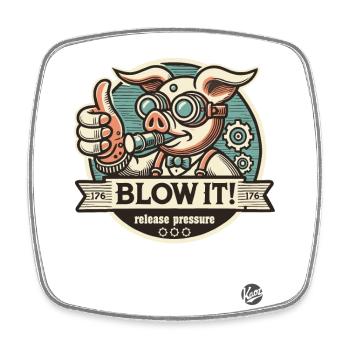 Steampunk Pig : Relâchez la pression ! - Magnet carré - blanc - Devant