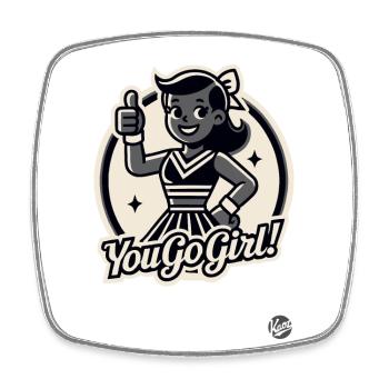 You Go Girl: Cheerleader Thumbs Up - Square fridge magnet - white - Front
