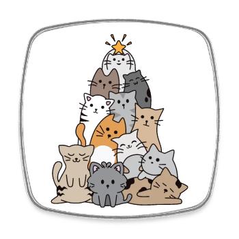 Cat Christmas Tree - Square fridge magnet - white - Front