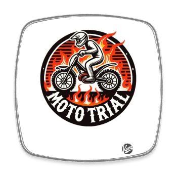 Motocross Moto Trial in Hell - Square fridge magnet - white - Front