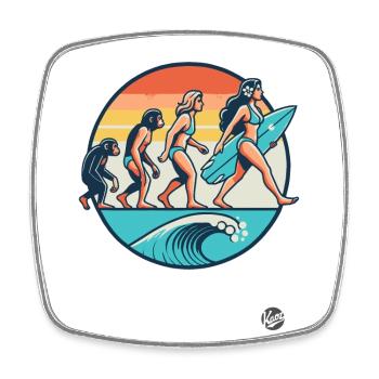 Surfer Surfing and Evolution of Surfer Girls - Square fridge magnet - white - Front