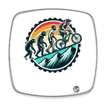 Evolution des Mountainbiker, Mountainbike - Viereckiger Kühlschrankmagnet - Weiß - Vorne