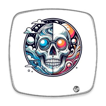 totenkopf Totenköpfe im Himmel - Viereckiger Kühlschrankmagnet - Weiß - Vorne