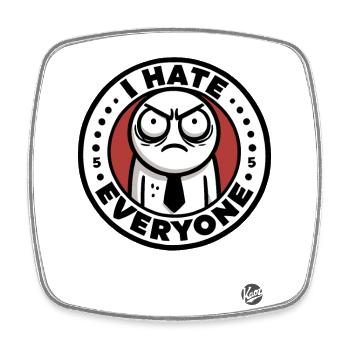 The bad mood grump: I hate everyone - Square fridge magnet - white - Front