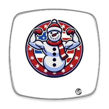 Muscle Bodybuilder Fitness Snowman - Square fridge magnet - white - Front