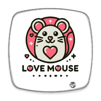 Amour de souris avec cœur - Magnet carré - blanc - Devant