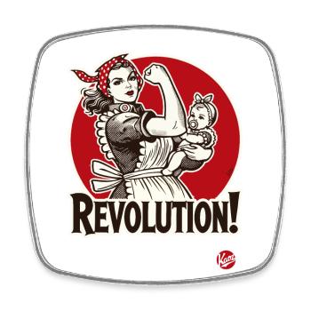 Femme au foyer et maman avec bébé : révolution - Magnet carré - blanc - Devant