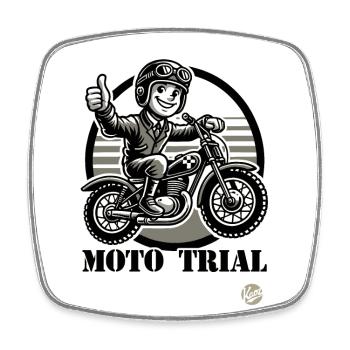 Old School Retro Motocross Moto Trial - Square fridge magnet - white - Front