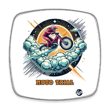 Moto Trial in the Sky - Square fridge magnet - white - Front