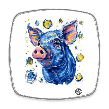 Night full of stars pig - Square fridge magnet - white - Front
