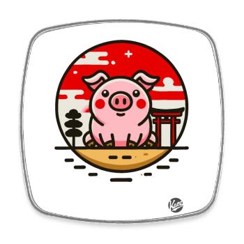 Ein Schwein in Japan - Viereckiger Kühlschrankmagnet - Weiß - Vorne