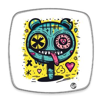 Supercoole Graffiti Monster Kreatur mit Herzen - Viereckiger Kühlschrankmagnet - Weiß - Vorne