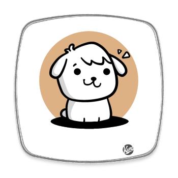 Süßer Hündchen-Hund - Viereckiger Kühlschrankmagnet - Weiß - Vorne