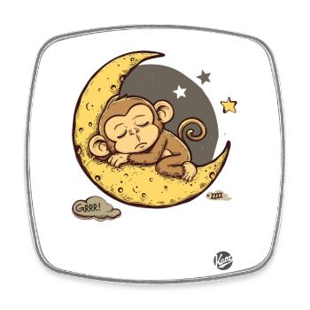 Kleiner schlafender Affe mit Sternen und Mond - Viereckiger Kühlschrankmagnet - Weiß - Vorne
