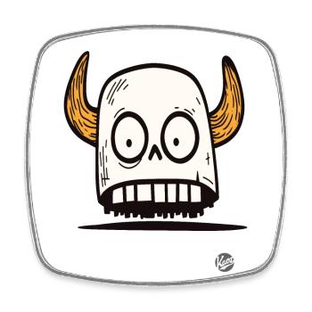 Viking skull with horns - Square fridge magnet - white - Front