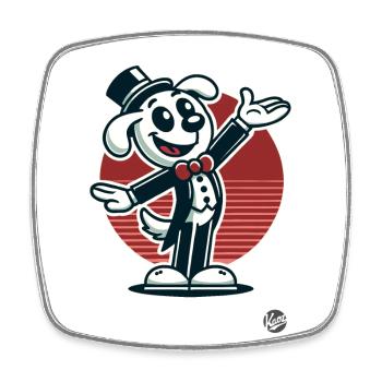 Retro cartoon dog as director and entertainer - Square fridge magnet - white - Front