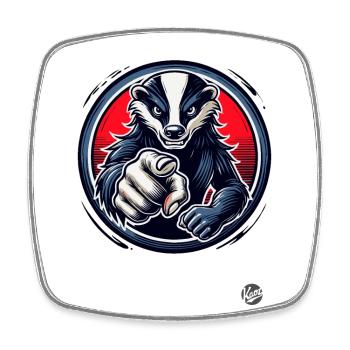 Accusatory honey badger pointing finger at you - Square fridge magnet - white - Front