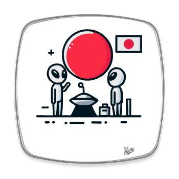 Japan ist seltsam wie Aliens - Viereckiger Kühlschrankmagnet - Weiß - Vorne