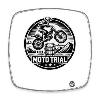 Motocross Motorsport Barrel Jump at Moto Trial - Square fridge magnet - white - Front