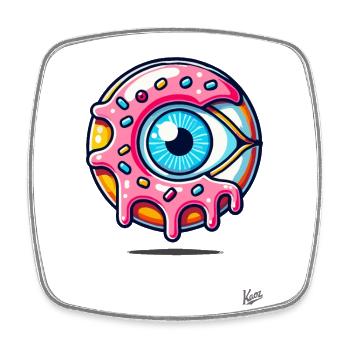 Monster-Auge-Donut - Viereckiger Kühlschrankmagnet - Weiß - Vorne