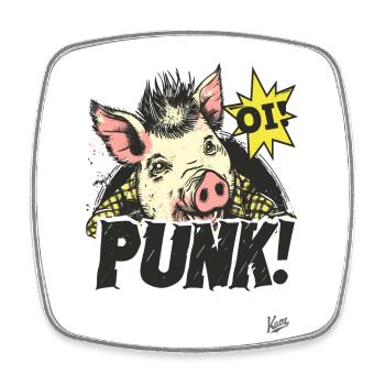 Oi! Punk Pig - Square fridge magnet - white - Front