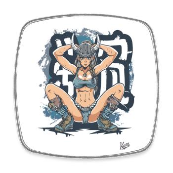 Viking Warrior and Graffiti - Square fridge magnet - white - Front