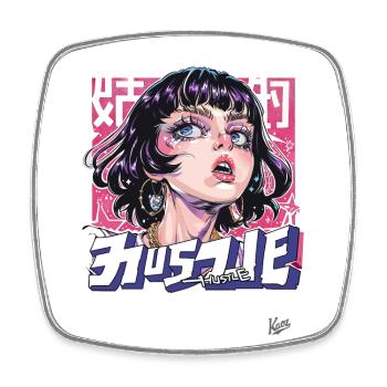 A girl's hustle - Square fridge magnet - white - Front