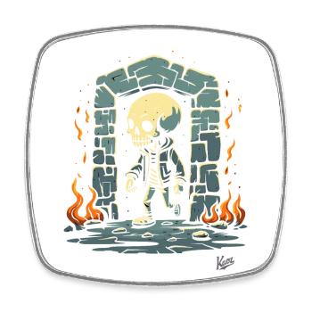 Donjon de squelettes Showtime - Magnet carré - blanc - Devant