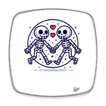 Two skeletons in love - Square fridge magnet - white - Front