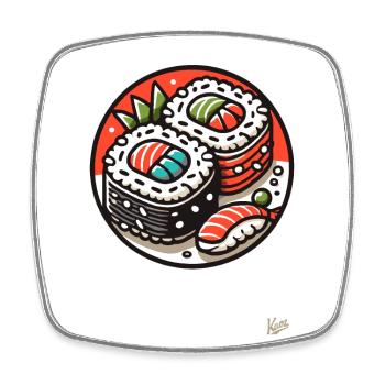sushi - Square fridge magnet - white - Front