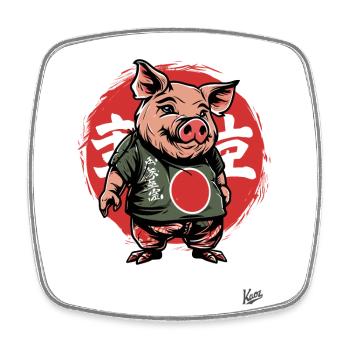 Japanese Pig - Square fridge magnet - white - Front
