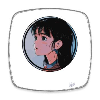 Fille de dessin animé japonais - Magnet carré - blanc - Devant