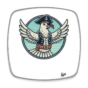 Legendary Pirate Dove with Eye Patch - Square fridge magnet - white - Front