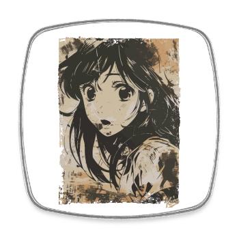 Japanese Grunge Cover Cartoon Girl - Square fridge magnet - white - Front