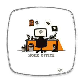 Home office - Square fridge magnet - white - Front