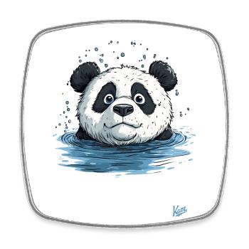 Little panda in the water - Square fridge magnet - white - Front